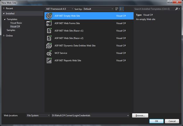 Creating ASP.Net WebSite
